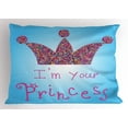 thumbnail image 1 of Ambesonne Cartoon Pillow Sham, Mosaic Crown Themed Design, 26" X 20", Multicolor Pink Blue, 1 of 2