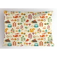 thumbnail image 1 of Ambesonne Cartoon Pillow Sham, Owl Fox Squirrel Birds, 36" X 20", Multicolor, 1 of 2