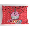 thumbnail image 1 of Ambesonne Cartoon Pillow Sham, Pink Cupcake Bow, 26" X 20", Multicolor, 1 of 2
