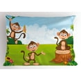 thumbnail image 1 of Ambesonne Cartoon Pillow Sham, Print 3 Monkeys Savannah, 26" X 20", Pale Blue Brown and Green, 1 of 2