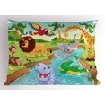 thumbnail image 1 of Ambesonne Cartoon Pillow Sham, Savannah Animals Colorful, 36" X 20", Multicolor, 1 of 2