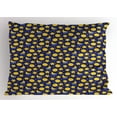 thumbnail image 1 of Ambesonne Cartoon Pillow Sham, Sleeping Moon at Night Time, 26" X 20", Navy Blue Orange Yellow, 1 of 2
