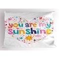 thumbnail image 1 of Ambesonne Cartoon Pillow Sham, Words with Heart Shapes, 36" X 20", Multicolor, 1 of 2
