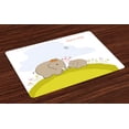 thumbnail image 1 of Ambesonne Cartoon Place Mats Set of 4, Mother, Standard Size, Green Pale Blue, 1 of 4