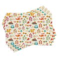 thumbnail image 1 of Ambesonne Cartoon Place Mats Set of 4, Owl Fox Squirrel Birds, Standard Size, Multicolor, 1 of 6