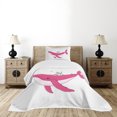 thumbnail image 1 of Ambesonne Cartoon Quilted Bedspread Set 2 Pcs, 3 Cats Big Fish Magic, Twin Size, Pink, 1 of 3