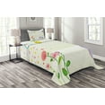 thumbnail image 1 of Ambesonne Cartoon Quilted Bedspread Set 2 Pcs, Bird Cat Flowers, Twin Size, Multicolor, 1 of 3