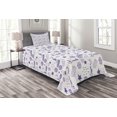 thumbnail image 1 of Ambesonne Cartoon Quilted Bedspread Set 2 Pcs, Boat Star Gulls Moon Shell, Twin Size, Purple, 1 of 3