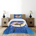 thumbnail image 1 of Ambesonne Cartoon Quilted Bedspread Set 2 Pcs, Cat, Twin Size, Yellow Blue, 1 of 3