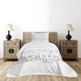 thumbnail image 1 of Ambesonne Cartoon Quilted Bedspread Set 2 Pcs, Cats Sitting with Collars, Twin Size, Pale Blue Dusk, 1 of 6