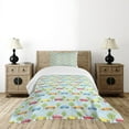 thumbnail image 1 of Ambesonne Cartoon Quilted Bedspread Set 2 Pcs, Checkered Cars with Trees, Twin Size, Multicolor, 1 of 6