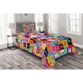 thumbnail image 1 of Ambesonne Cartoon Quilted Bedspread Set 2 Pcs, Colored Alphabet Game, Twin Size, Multicolor, 1 of 3