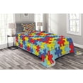 thumbnail image 1 of Ambesonne Cartoon Quilted Bedspread Set 2 Pcs, Colorful Game Pieces, Twin Size, Multicolor, 1 of 3