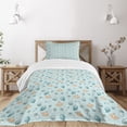 thumbnail image 1 of Ambesonne Cartoon Quilted Bedspread Set 2 Pcs, Composition of Elements, Twin Size, Pale Blue Turquoise and Tan, 1 of 5