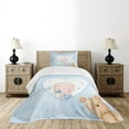 thumbnail image 1 of Ambesonne Cartoon Quilted Bedspread Set 2 Pcs, Hearts Pattern and Flowers, Twin Size, Sand Brown and Pale Blue, 1 of 3