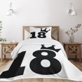 thumbnail image 1 of Ambesonne Cartoon Quilted Bedspread Set 2 Pcs, Jersey Seem Bold 18, Twin Size, Black and White, 1 of 5