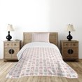 thumbnail image 1 of Ambesonne Cartoon Quilted Bedspread Set 2 Pcs, Night Time Owls Moon Fun, Twin Size, Seafoam Pink and Tan, 1 of 6