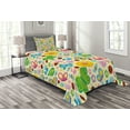thumbnail image 1 of Ambesonne Cartoon Quilted Bedspread Set 2 Pcs, Spring Flowers Bugs, Twin Size, Multicolor, 1 of 3