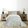thumbnail image 1 of Ambesonne Cartoon Quilted Bedspread Set 2 Pcs, Sun Ribbon Teddy Bear Art, Twin Size, Pale Blue Cinnamon, 1 of 6