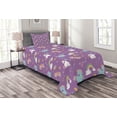 thumbnail image 1 of Ambesonne Cartoon Quilted Coverlet 2 Pcs, Unicorn Rainbows, Twin Size, Multicolor, 1 of 3