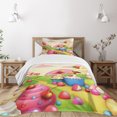 thumbnail image 1 of Ambesonne Cartoon Quilted Bedspread Set 2 Pcs, Yummy Donuts Land, Twin Size, Multicolor, 1 of 3