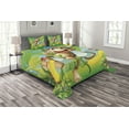 thumbnail image 1 of Ambesonne Cartoon Quilted Bedspread Set 3 Pcs, 2 Monkeys and Bananas, Queen Size, Multicolor, 1 of 3