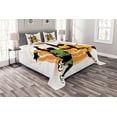 thumbnail image 1 of Ambesonne Cartoon Quilted Bedspread Set 3 Pcs, Basketball Players Art, Queen Size, Orange Green, 1 of 3