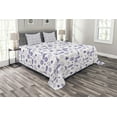thumbnail image 1 of Ambesonne Cartoon Quilted Bedspread Set 3 Pcs, Boat Star Gulls Moon Shell, Queen Size, Purple, 1 of 3