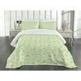 thumbnail image 1 of Ambesonne Cartoon Quilted Bedspread Set 3 Pcs, Cartoon Doodle Design, Queen Size, Pale Green, 1 of 3