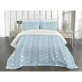 thumbnail image 1 of Ambesonne Cartoon Quilted Bedspread Set 3 Pcs, Counting Sheep Pattern Art, King Size, Pale Blue White, 1 of 5