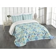 thumbnail image 1 of Ambesonne Cartoon Quilted Bedspread Set 3 Pcs, Crestcent Moon with Stars, King Size, Pale Violet Blue Yellow, 1 of 3