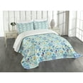 thumbnail image 1 of Ambesonne Cartoon Quilted Bedspread Set 3 Pcs, Crestcent Moon with Stars, Queen Size, Pale Violet Blue Yellow, 1 of 3