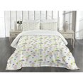 thumbnail image 1 of Ambesonne Cartoon Quilted Bedspread Set 3 Pcs, Giraffes Flying Art Design, King Size, Multicolor, 1 of 3