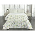thumbnail image 1 of Ambesonne Cartoon Quilted Bedspread Set 3 Pcs, Giraffes Flying Art Design, Queen Size, Multicolor, 1 of 3
