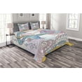 thumbnail image 1 of Ambesonne Cartoon Quilted Bedspread Set 3 Pcs, Greek Myth Seashell, Queen Size, Pink Blue, 1 of 3