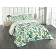 thumbnail image 1 of Ambesonne Cartoon Quilted Bedspread Set 3 Pcs, Mexican Cactus Plants, Queen Size, Lime Green Pale Pink, 1 of 5
