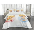 thumbnail image 1 of Ambesonne Cartoon Quilted Bedspread Set 3 Pcs, Modern Cartoon Characters, King Size, Multicolor, 1 of 5