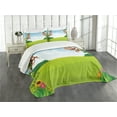 thumbnail image 1 of Ambesonne Cartoon Quilted Bedspread Set 3 Pcs, Monkeys on Vines, Queen Size, Pale Blue Brown Green, 1 of 5