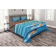 thumbnail image 1 of Ambesonne Cartoon Quilted Bedspread Set 3 Pcs, Olympics Swimming Race, Queen Size, Blue Beige Red, 1 of 3