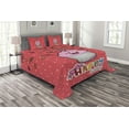 thumbnail image 1 of Ambesonne Cartoon Quilted Bedspread Set 3 Pcs, Pink Cupcake Bow, Queen Size, Multicolor, 1 of 3