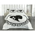 thumbnail image 1 of Ambesonne Cartoon Quilted Bedspread Set 3 Pcs, Profile in Frame Noble, Queen Size, Black and White, 1 of 5