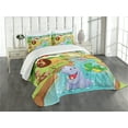 thumbnail image 1 of Ambesonne Cartoon Quilted Bedspread Set 3 Pcs, Savannah Animals Colorful, Queen Size, Multicolor, 1 of 3