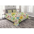 thumbnail image 1 of Ambesonne Cartoon Quilted Bedspread Set 3 Pcs, Spring Flowers Bugs, Queen Size, Multicolor, 1 of 3