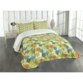 thumbnail image 1 of Ambesonne Cartoon Quilted Bedspread Set 3 Pcs, Summer Trees Pattern Simple, King Size, Multicolor, 1 of 5