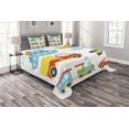 thumbnail image 1 of Ambesonne Cartoon Quilted Bedspread Set 3 Pcs, Transportation Theme, King Size, Multicolor, 1 of 3
