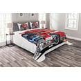 thumbnail image 1 of Ambesonne Cartoon Quilted Bedspread Set 3 Pcs, Truck Rescue Team Art, Queen Size, Grey Red, 1 of 3