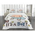 thumbnail image 1 of Ambesonne Cartoon Quilted Bedspread Set 3 Pcs, Vintage Drawing Look Stars, Queen Size, Multicolor, 1 of 5