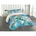thumbnail image 1 of Ambesonne Cartoon Quilted Bedspread Set 3 Pcs, Wave with Fish, King Size, Multicolor, 1 of 5