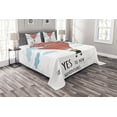 thumbnail image 1 of Ambesonne Cartoon Quilted Bedspread Set 3 Pcs, Words Hot Air Balloon, Queen Size, Coral Sky Blue, 1 of 3