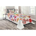 thumbnail image 1 of Ambesonne Cartoon Quilted Coverlet 2 Pcs, Colorful Aquarium Fishes, Twin Size, Multicolor, 1 of 2